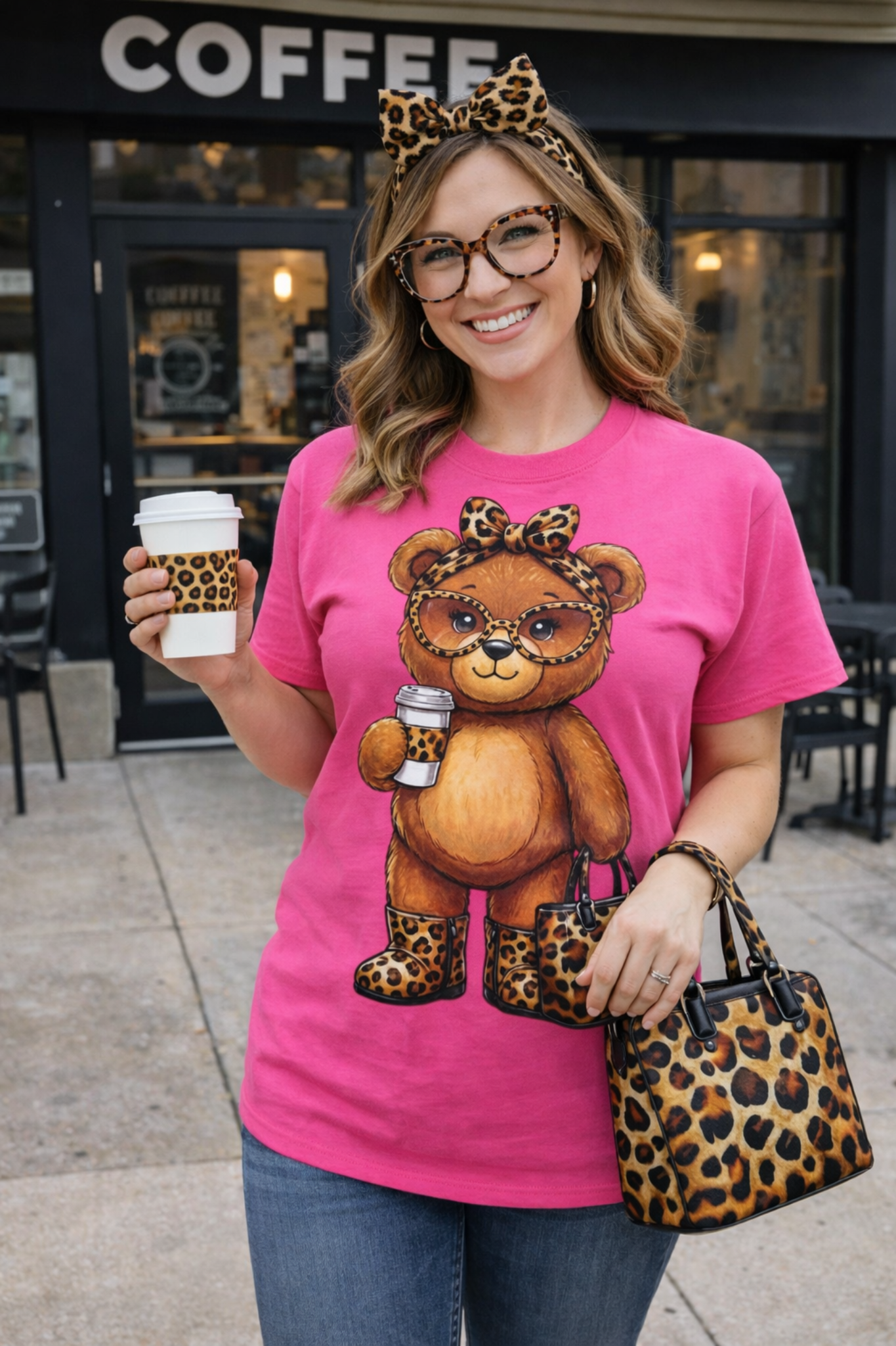 Leopard Latte Bear Tee (Adult)